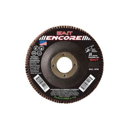 United Abrasives/Sait United Abrasives - Sait Encore Flap Disc T27 Encore 4-1/2x 7/8 40 Grit Zirconium, PK10 71206